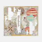  Wereldkaart voor luchtballonnen voor reizigers Fleece Deken (Voorkant (Horizontaal))