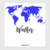 (Wereldkaart voor reizen & trip) Naambordje koffer Sticker (Vel)