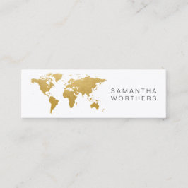 Wereldkaart voor sociale media Gold-reizen Mini Visitekaartje