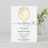 Wereldkaart voor weddenschappen folie uitnodiging (Staand Voorkant)