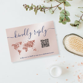 Wereldkaart voor weddenschappen met bestemming QR- RSVP Kaartje