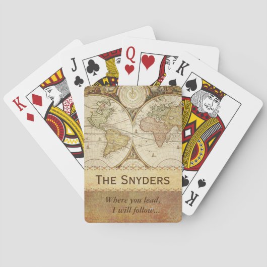 Wereldkaart "Waar u leidt..." Pokerkaarten (Achterkant)