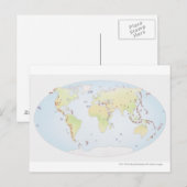 Wereldkaart waarop de plaatsen van vulkanische act briefkaart (Voorkant / Achterkant)