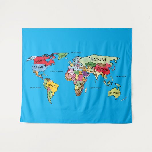 Wereldkaart Wandkleed (Voorkant (horizontaal))