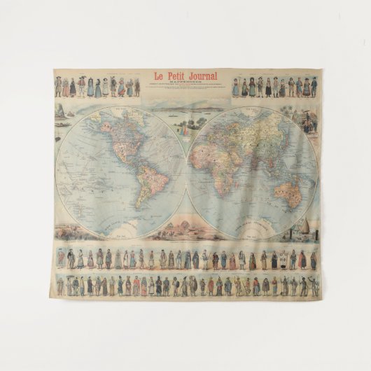  Wereldkaart Wandkleed (Voorkant (horizontaal))