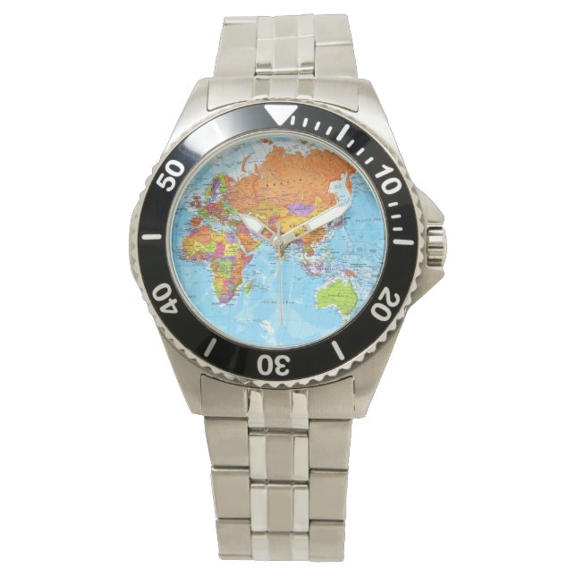 Wereldkaart Watch Horloge (Voorkant)