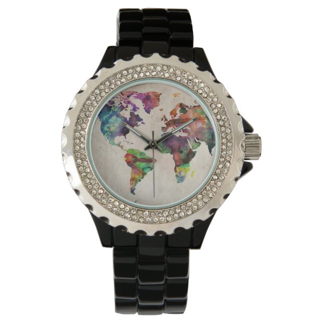 Wereldkaart Watch Horloge (Voorkant)