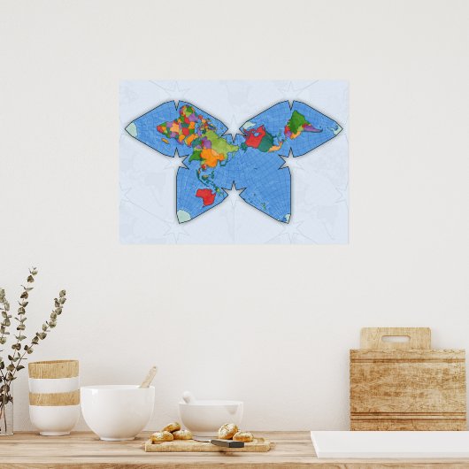 Wereldkaart Waterman Poster (Keuken)