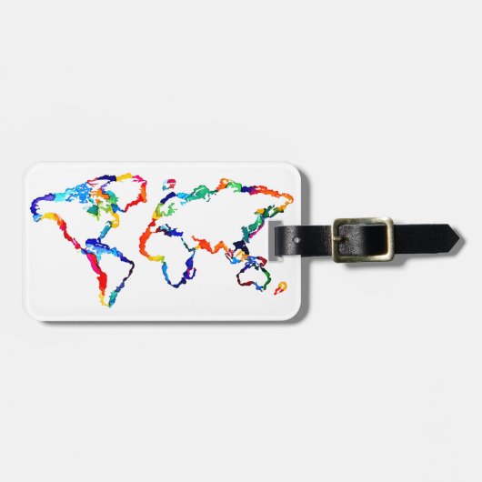 Wereldkaart waterverf bagagelabel (Voorkant horizontaal)