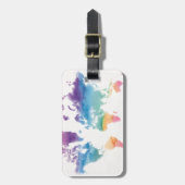 Wereldkaart waterverf bagagelabel (Voorkant verticaal)