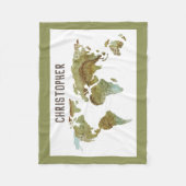 Wereldkaart Waterverf bossen Fleece Deken (Voorkant)