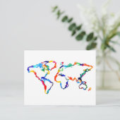 Wereldkaart waterverf briefkaart (Staand voorkant)
