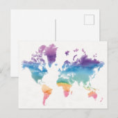 Wereldkaart waterverf briefkaart (Voorkant / Achterkant)