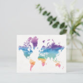 Wereldkaart waterverf briefkaart (Staand voorkant)