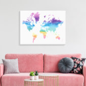 Wereldkaart waterverf canvas afdruk (Insitu (Woonkamer))