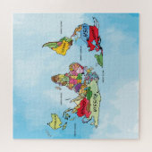 Wereldkaart waterverf kunstwerk puzzel legpuzzel (Horizontaal)
