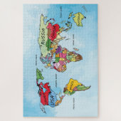 Wereldkaart waterverf kunstwerk puzzel legpuzzel (Verticaal)