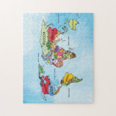 Wereldkaart waterverf kunstwerk puzzel legpuzzel (Verticaal)