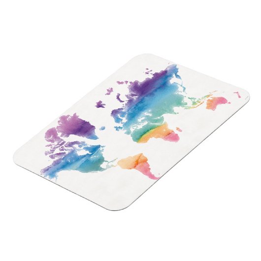 Wereldkaart waterverf magneet (Linkerzijde)