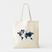 Wereldkaart Waterverf marine dubbelzijdig. Tote Bag (Achterkant)
