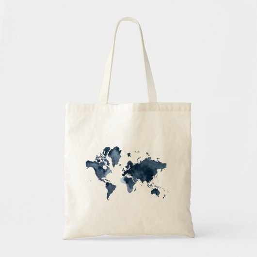 Wereldkaart Waterverf marine dubbelzijdig. Tote Bag (Voorkant)