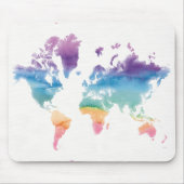 Wereldkaart waterverf muismat (Voorkant)