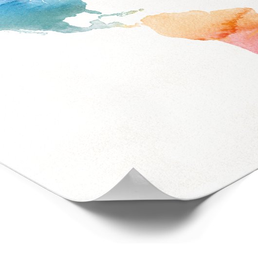 Wereldkaart waterverf poster (Hoek)