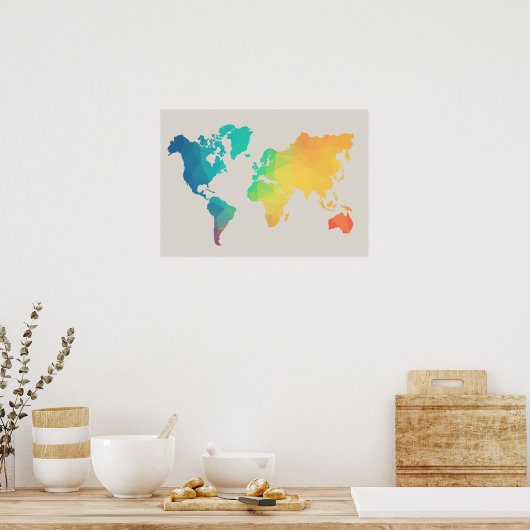 Wereldkaart Waterverf Poster (Keuken)