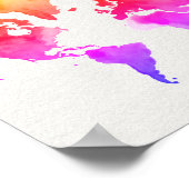 Wereldkaart Waterverf Regenboog Poster (Hoek)