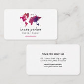 wereldkaart Waterverf Reisagent Clean Elegant Visitekaartje (Voorkant / Achterkant)