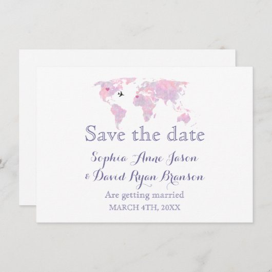 Wereldkaart Waterverf reisweddenschap Opslaan Datu Kaart (Voorkant / Achterkant)