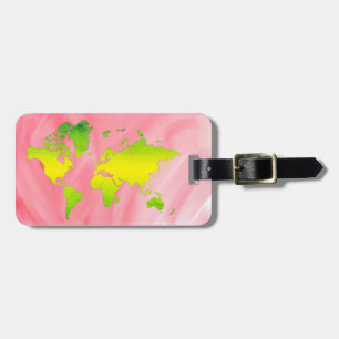 Wereldkaart Waterverf Roze Elegant Schone vintage Bagagelabel