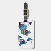 Wereldkaart Waterverf schilderen Aangepast monogra Bagagelabel (Voorkant verticaal)