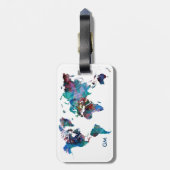 Wereldkaart Waterverf schilderen Aangepast monogra Bagagelabel (Achterkant verticaal)