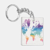 Wereldkaart waterverf sleutelhanger (Voorkant Links)