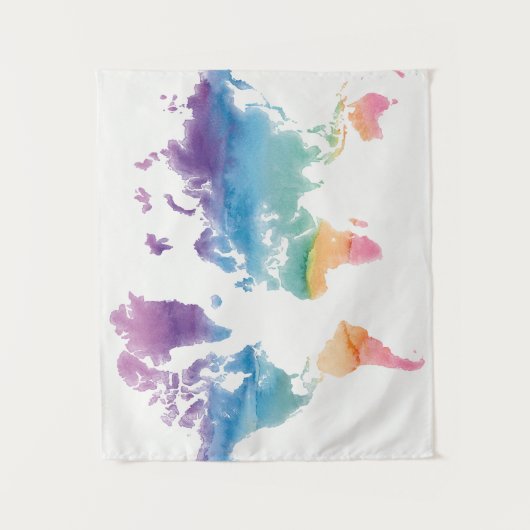 Wereldkaart waterverf wandkleed (Voorkant)