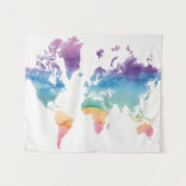 Wereldkaart waterverf wandkleed (Voorkant (horizontaal))