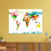 Wereldkaart Waterverven Canvas Afdruk (Insitu (Woonkamer))