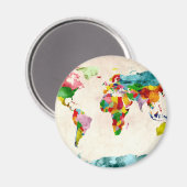 Wereldkaart Waterverven Magneet (Voorkant / Achterkant)