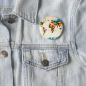 Wereldkaart Waterverven Ronde Button 5,7 Cm (In situ)