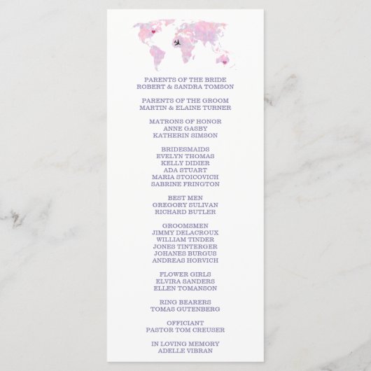 Wereldkaart-weddenschapsprogramma Waterverf bestem Programmakaart (Achterkant)