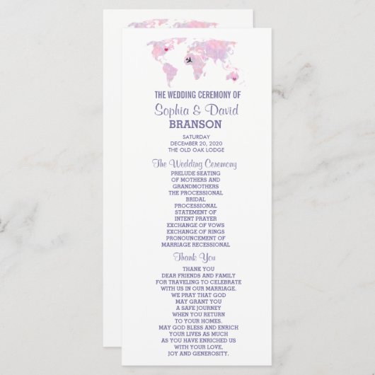 Wereldkaart-weddenschapsprogramma Waterverf bestem Programmakaart (Voorkant / Achterkant)