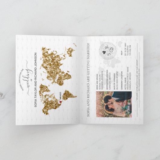 Wereldkaart Wedding Destination Passport Mexico (Binnen)