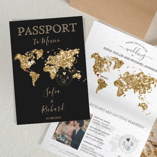 Wereldkaart Wedding Destination Passport Mexico