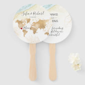 Wereldkaart Wedding Destination Passport Mexico Handwaaier (Voorkant en achterkant)