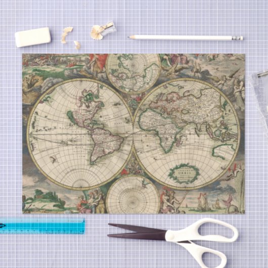 Wereldkaart weefselpapier 1689 Tissuepapier (Craft)