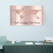 Wereldkaart Wereldbol Aarde Roos Spandoek (Beurs)