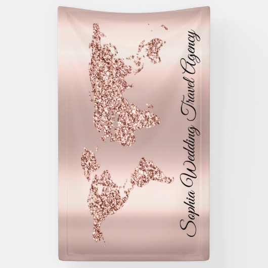 Wereldkaart Wereldbol Aarde Roos Spandoek (Verticaal)