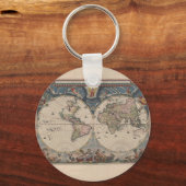Wereldkaart Wereldbol Antiek reizen Sleutelhanger (Voorkant)