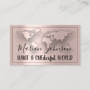 Wereldkaart Wereldbol Kaart Reisbureau Roos Grijze Visitekaartje